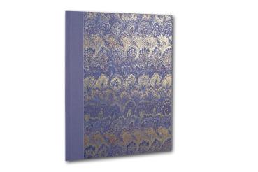 Preview: Lilac folder "Bologna", Italian marble paper, linen fabric